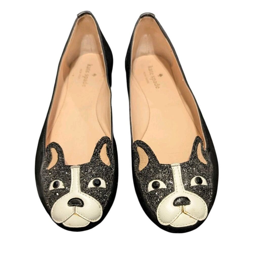 Kate Spade Women’s 8M Black White French Bulldog Boston Terrier Ballet Flats